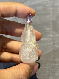 Five Chinese amethyst animal-form snuff bottles, 19/20th C.
