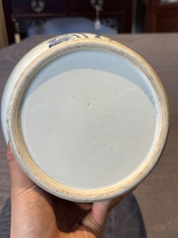 A fine Chinese blue, white and copper-red 'magpie and pine tree' vase, Yongzheng/Qianlong