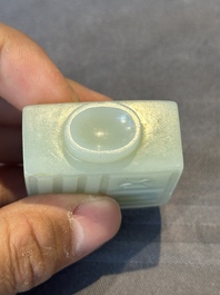Three Chinese celadon jade snuff bottles, Qing