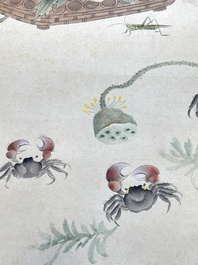 Chinese school: 'Flowers', ink and colour on paper, Cixi seal mark, 19th C.