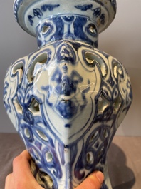 A rare Chinese blue and white openworked incense burner, Ming