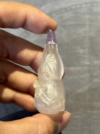 Five Chinese amethyst animal-form snuff bottles, 19/20th C.