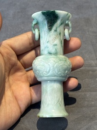 Two small Chinese jade vases and two snuff bottles, 19th C.