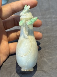Two small Chinese jade vases and two snuff bottles, 19th C.