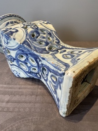 A rare Chinese blue and white openworked incense burner, Ming