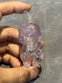 Five Chinese amethyst animal-form snuff bottles, 19/20th C.
