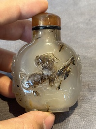 Six Chinese rock crystal and agate snuff bottles, 19/20th C.
