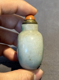 A Chinese jade conjoined double-snuff bottle and a jade 'lily' snuff bottle, 19th C.
