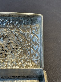 A fine Mongolian parcel-gilt silver 'qilin' box, 18/19th C.