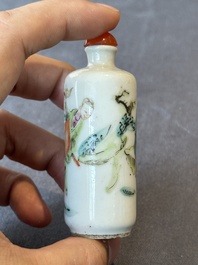 Two Chinese famille rose snuff bottles and a 'Wu Shuang Pu' snuff bottle, Tongzhi mark and of the period