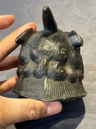 A fine Chinese bronze luduan-form censer and cover, Ming