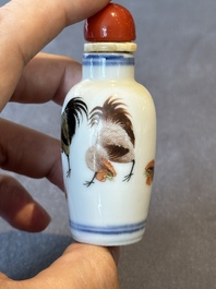 Two Chinese famille rose snuff bottles and a 'Wu Shuang Pu' snuff bottle, Tongzhi mark and of the period