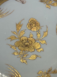 Five Chinese gilt-decorated eggshell porcelain 'phoenix' plates, Yongzheng