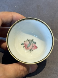 An exceptional Chinese famille rose semi-eggshell porcelain cup and saucer with fine figural design, Yongzheng