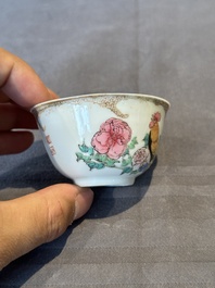 An extremely rare and early Chinese famille rose semi-eggshell 'rooster' cup, Baiyun Shanren 白雲山人 seal mark, Yongzheng