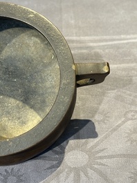 A Chinese bronze censer and stand, Xuande mark, 17th C.