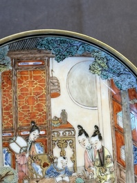 An exceptional Chinese famille rose semi-eggshell porcelain cup and saucer with fine figural design, Yongzheng