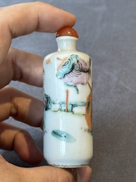 Two Chinese famille rose snuff bottles and a 'Wu Shuang Pu' snuff bottle, Tongzhi mark and of the period