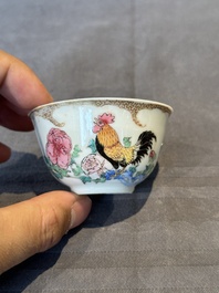 An extremely rare and early Chinese famille rose semi-eggshell 'rooster' cup, Baiyun Shanren 白雲山人 seal mark, Yongzheng