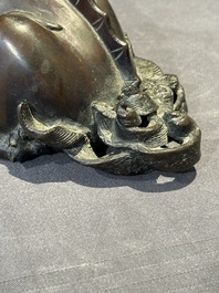 A fine Chinese bronze 'qilin' censer and cover, Ming