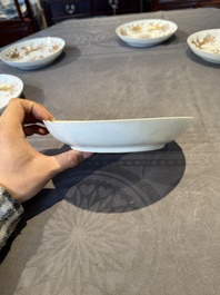 Five Chinese gilt-decorated eggshell porcelain 'phoenix' plates, Yongzheng
