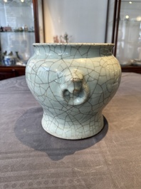 A Chinese ge-type vase with lion handles 18th C.