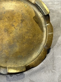 A Chinese bronze censer and stand, Xuande mark, 17th C.