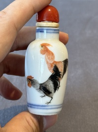 Two Chinese famille rose snuff bottles and a 'Wu Shuang Pu' snuff bottle, Tongzhi mark and of the period