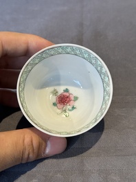 An extremely rare and early Chinese famille rose semi-eggshell 'rooster' cup, Baiyun Shanren 白雲山人 seal mark, Yongzheng