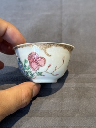 An extremely rare and early Chinese famille rose semi-eggshell 'rooster' cup, Baiyun Shanren 白雲山人 seal mark, Yongzheng
