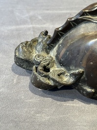 A fine Chinese bronze 'qilin' censer and cover, Ming