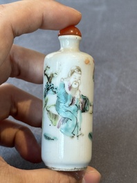 Two Chinese famille rose snuff bottles and a 'Wu Shuang Pu' snuff bottle, Tongzhi mark and of the period