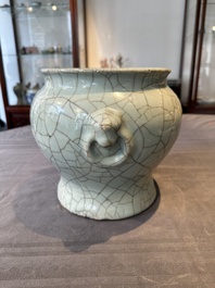 A Chinese ge-type vase with lion handles 18th C.