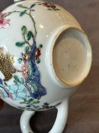Two Chinese famille rose teapots and a tea caddy, Yongzheng/Qianlong