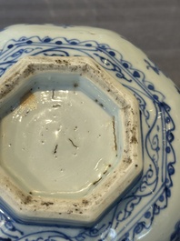 A Chinese blue and white octagonal 'bajixiang' bowl, Ming