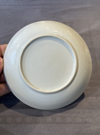 A Chinese famille rose 'Don Quixote' cup and saucer, 18/19th C.
