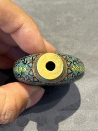 Six Chinese cloisonn&eacute; snuff bottles, Qianlong mark, 19/20th C.