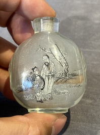 Eight Chinese inside-painted glass snuff bottles, signed Tang Zichuan 湯子川 and Ye Zhongzhi 葉仲芝, 20th C.