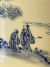 A fine Chinese blue and white 'Bleu de Hue' 'landscape' teapot with bronze mount, Chenghua mark, 18/19th C.