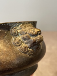 A varied collection of five Chinese bronze objects, 4th C. B.C./15th C.