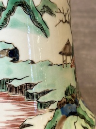 A Chinese famille verte 'gu' vase with narrative design, 19th C.