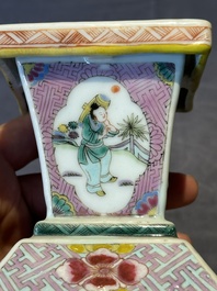 A square Chinese famille rose 'Xi Xiang Ji' vase, Yongzheng