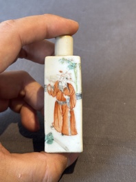 Six various Chinese porcelain and glass snuff bottles, 19th C.