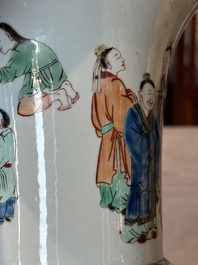 A Chinese famille verte 'gu' vase with narrative design, 19th C.