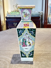 A square Chinese famille rose 'Xi Xiang Ji' vase, Yongzheng