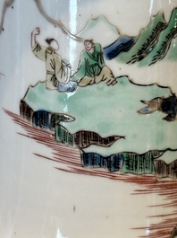 A Chinese famille verte 'gu' vase with narrative design, 19th C.
