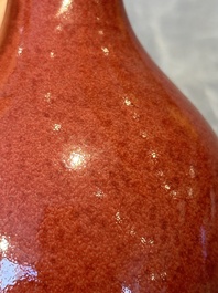 A Chinese monochrome copper-red-glazed vase, Xuande mark, 18/19th C.