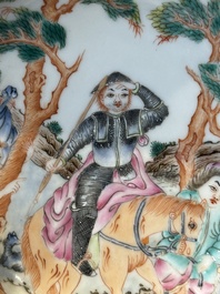 A Chinese famille rose 'Don Quixote' cup and saucer, 18/19th C.