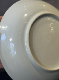 A Chinese famille rose 'Don Quixote' cup and saucer, 18/19th C.