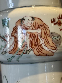 A Chinese famille verte 'gu' vase with narrative design, 19th C.